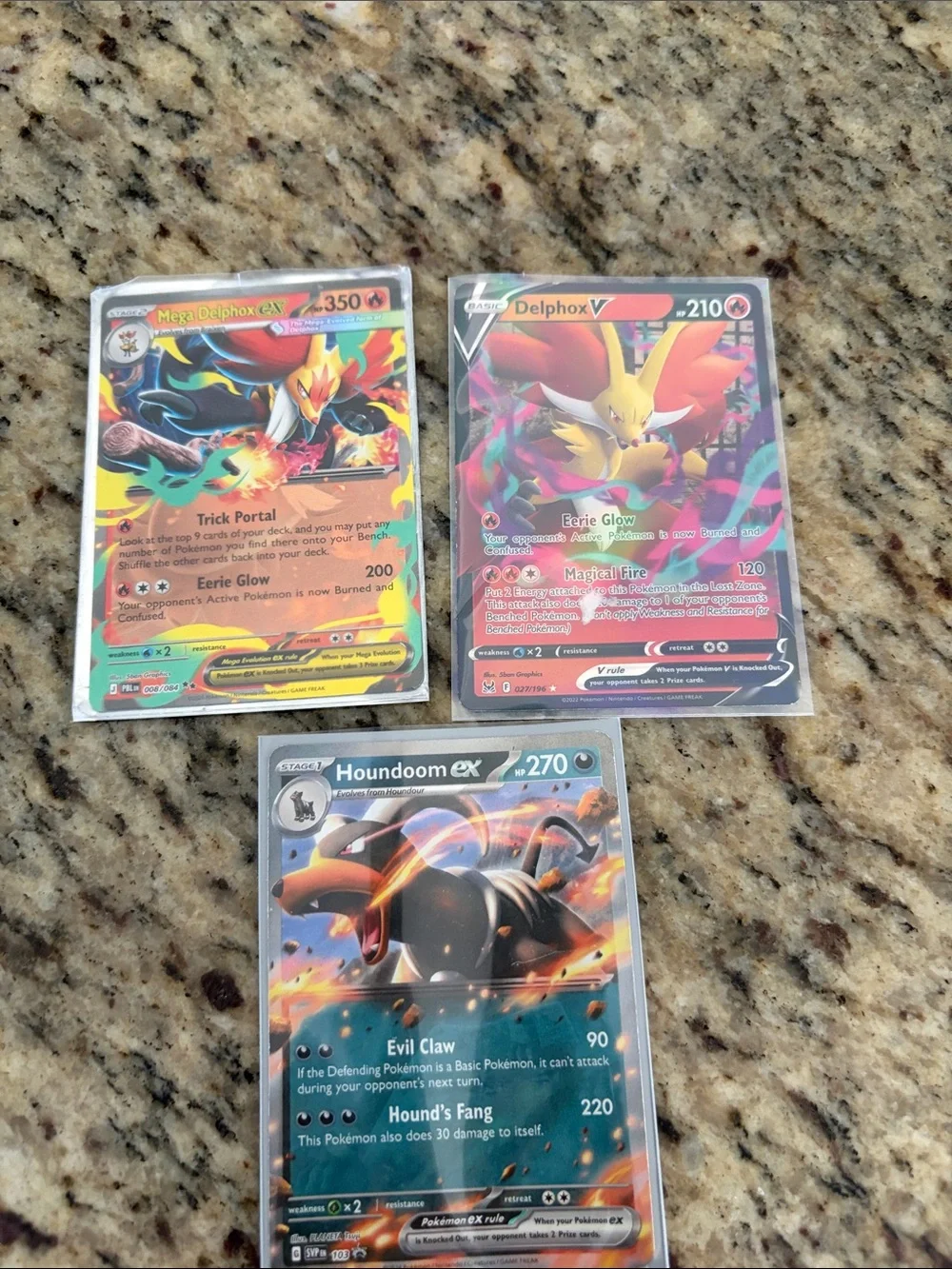 Pokemon Trading Cards - Red, Yellow, Orange, Black, Blue